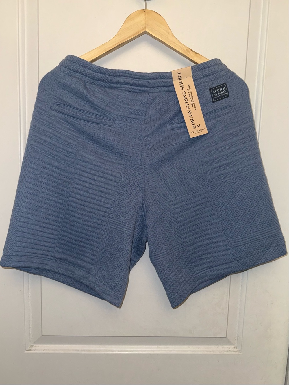NWT Scotch & Soda Steel Blue Textured Jacquard Knit Drawstring Shorts - Picture 4 of 7